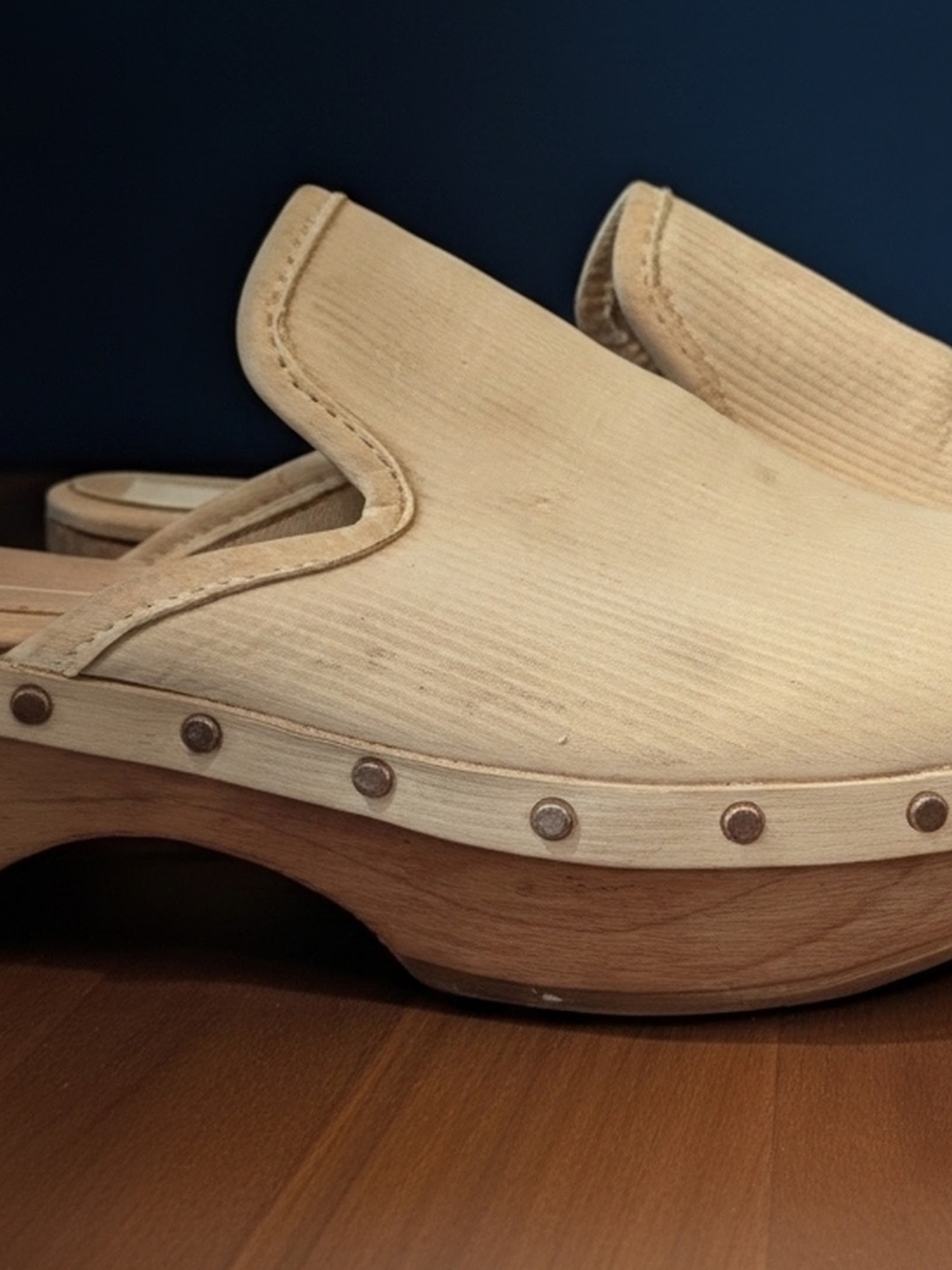 Dolce Vita Cream Ribbed Leather Clogs